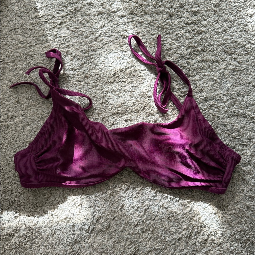 Shade & Shore Purple Satin Bralette with Adjustable Straps